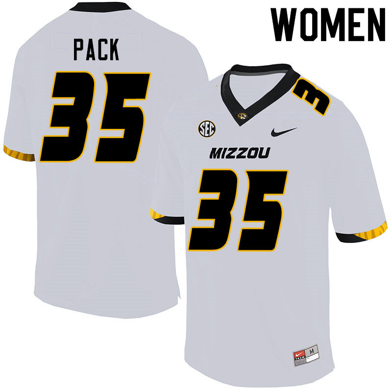 Women #35 Mason Pack Missouri Tigers College Football Jerseys Sale-White
